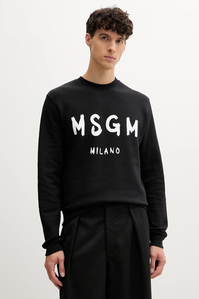 Βαμβακερή μπλούζα MSGM χωρίς κουκούλα μαύρο 2000MM513.300001