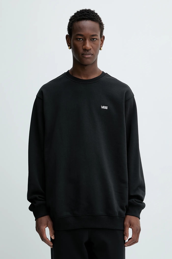 Bavlněná mikina Vans bez kapuce černá VN000P20BLK1
