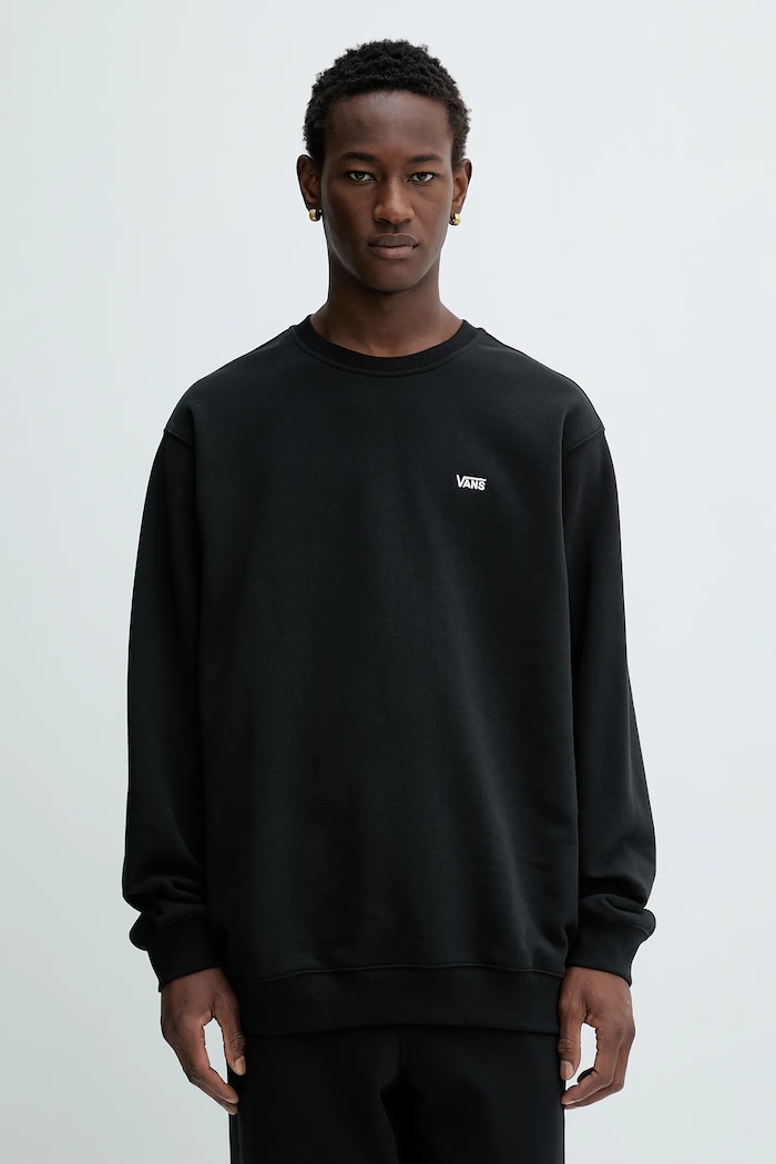 Bavlněná mikina Vans bez kapuce černá VN000P20BLK1