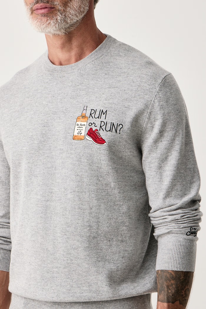 Sweter męski z wełną MC2 Saint Barth HER0024 szary