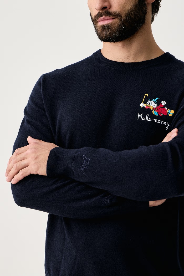 Sweter męski z wełną MC2 Saint Barth HER0024 granatowy
