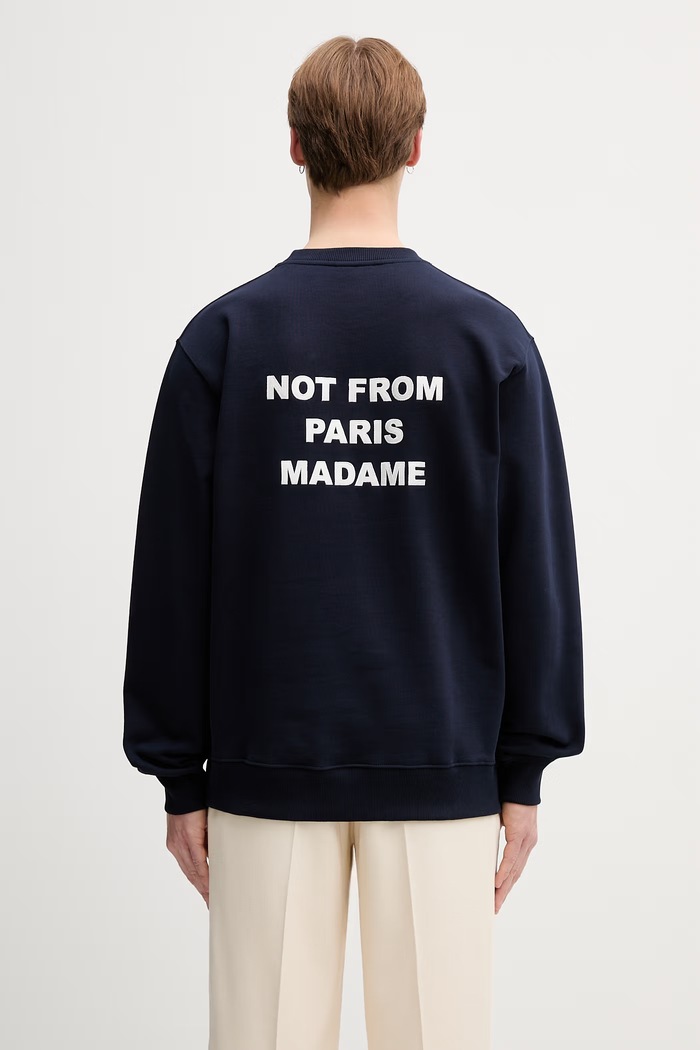 Drôle de Monsieur hanorac pentru bărbați din bumbac Le Sweatshirt Slogan bleumarin PERM.SW149.CO127