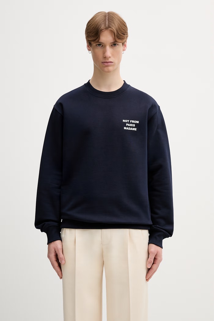 Oblečení Drôle de Monsieur Le Sweatshirt Slogan mikina bavlněná pánská PERM.SW149.CO127 námořnická modř