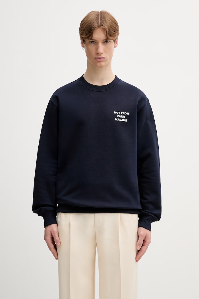 Oblečení Drôle de Monsieur Le Sweatshirt Slogan mikina bavlněná pánská PERM.SW149.CO127 námořnická modř