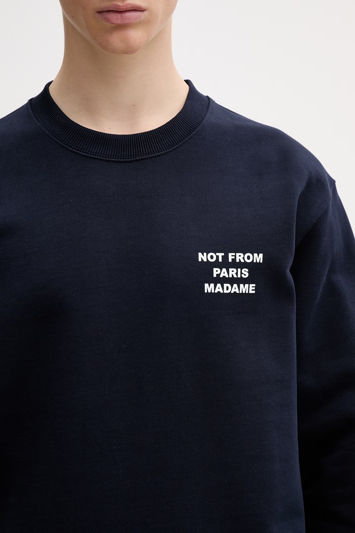 Drôle de Monsieur Le Sweatshirt Slogan mikina bavlněná pánská námořnická modř PERM.SW149.CO127
