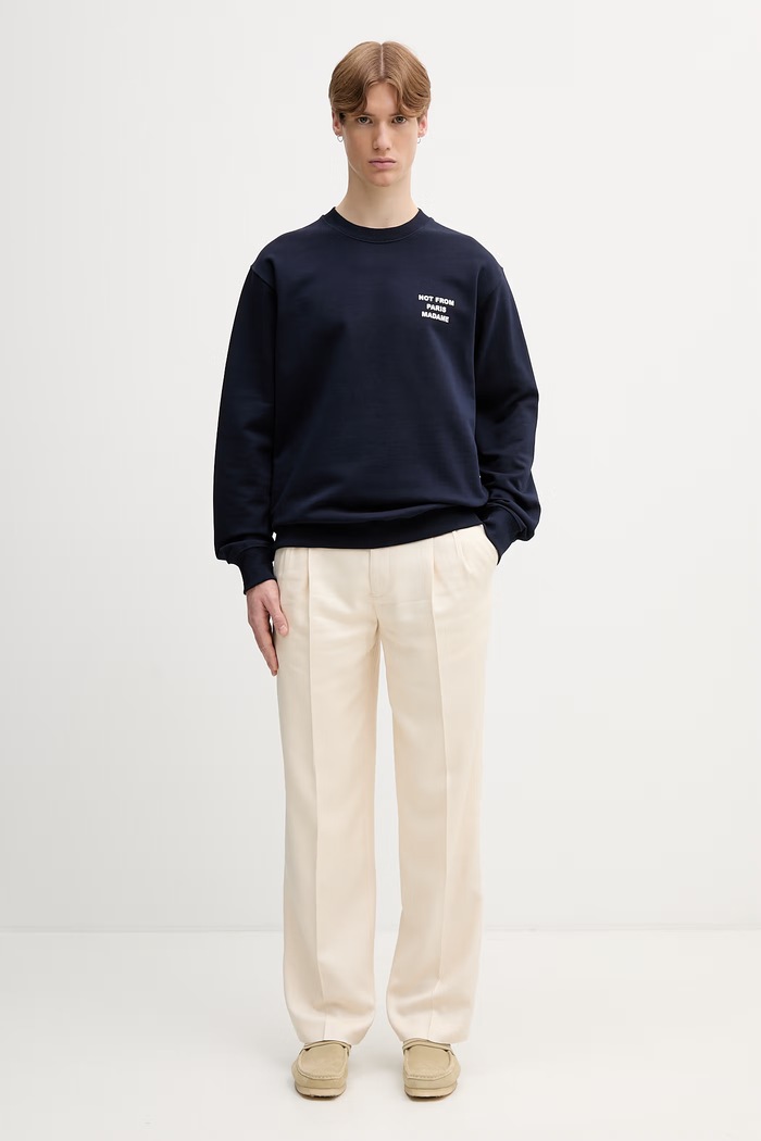 Drôle de Monsieur Le Sweatshirt Slogan mikina bavlněná pánská PERM.SW149.CO127 námořnická modř