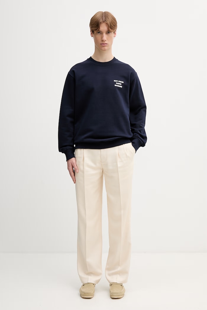 Drôle de Monsieur Le Sweatshirt Slogan mikina bavlněná pánská PERM.SW149.CO127 námořnická modř