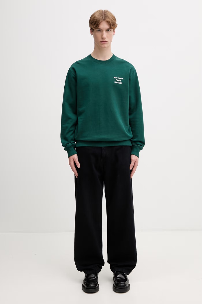 Drôle de Monsieur Le Sweatshirt Slogan mikina bavlněná pánská PERM.SW149.CO127 zelená