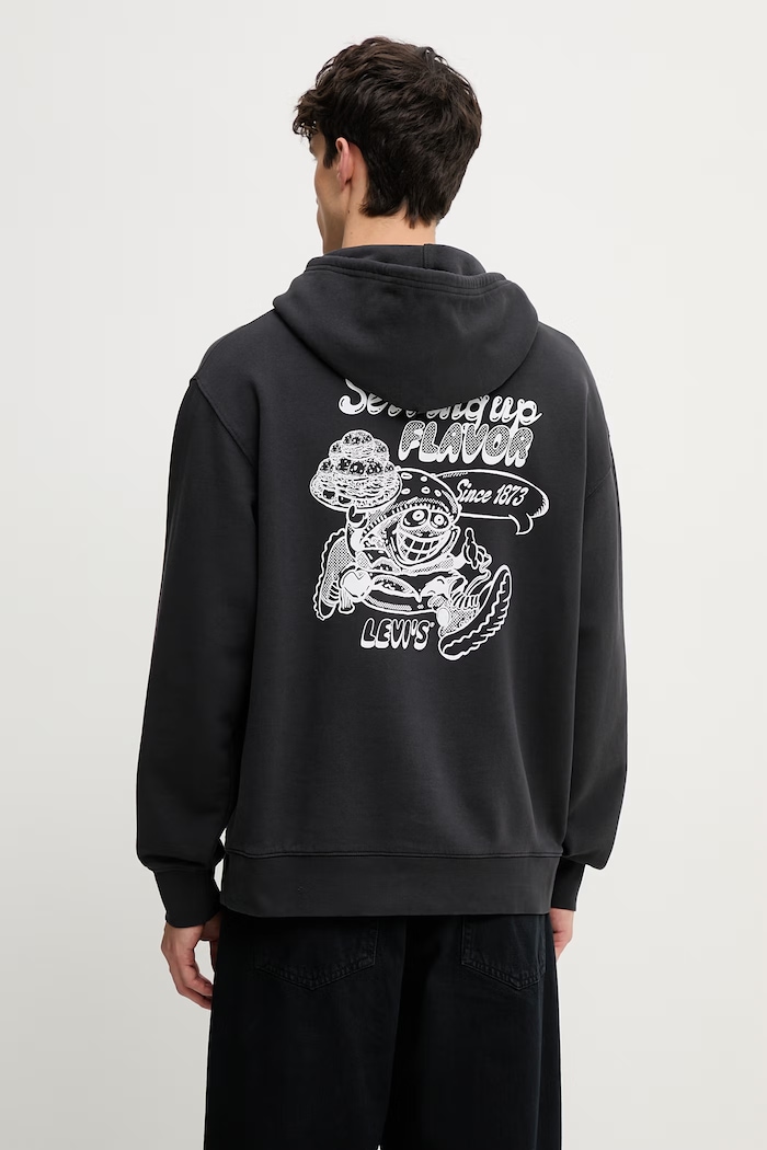 Oblečenie Levi's mikina s kapucňou pánska bavlnená LSE_T2 RELAXED GRAPHIC A2639.0065 čierna