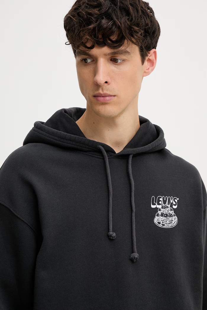Levi's mikina s kapucňou pánska bavlnená LSE_T2 RELAXED GRAPHIC čierna A2639.0065