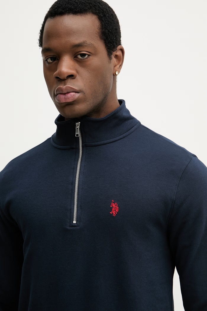 U.S. Polo Assn. pulover moški z bombažem DHM LB 1/4 ZIP mornarsko modra MUP3359