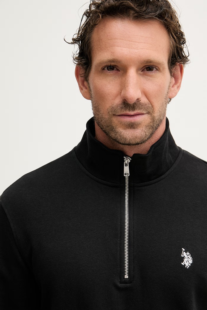 U.S. Polo Assn. pulover moški z bombažem DHM LB 1/4 ZIP črna MUP3359
