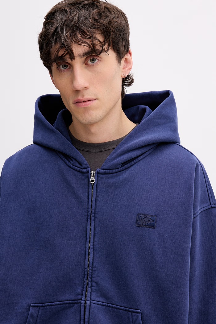 Vans Mikina na zips s kapucňou pánska s bavlnou Premium LX Full Zip modrá VN000T78FOB1