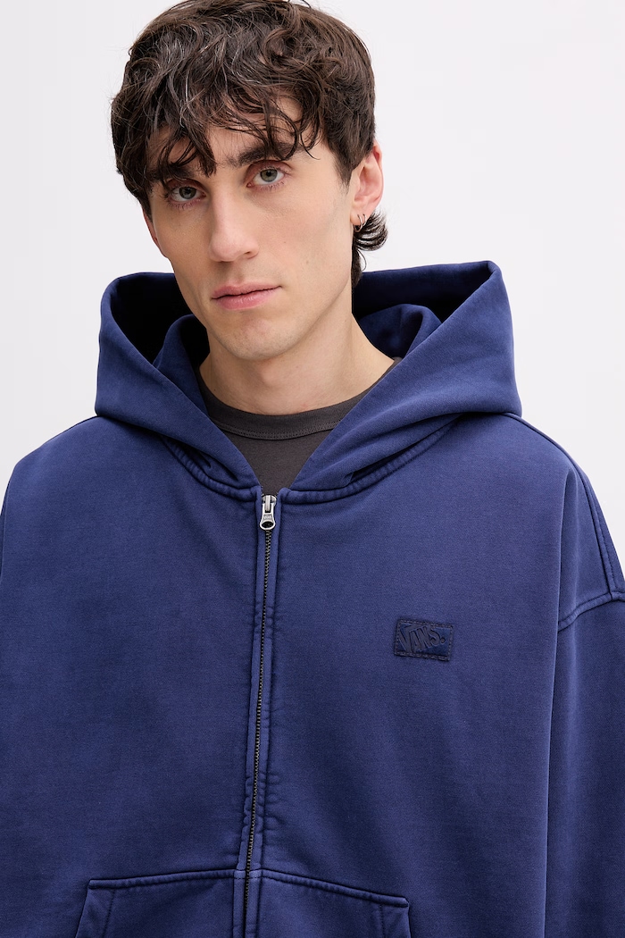 Vans Mikina na zips s kapucňou pánska s bavlnou Premium LX Full Zip modrá VN000T78FOB1