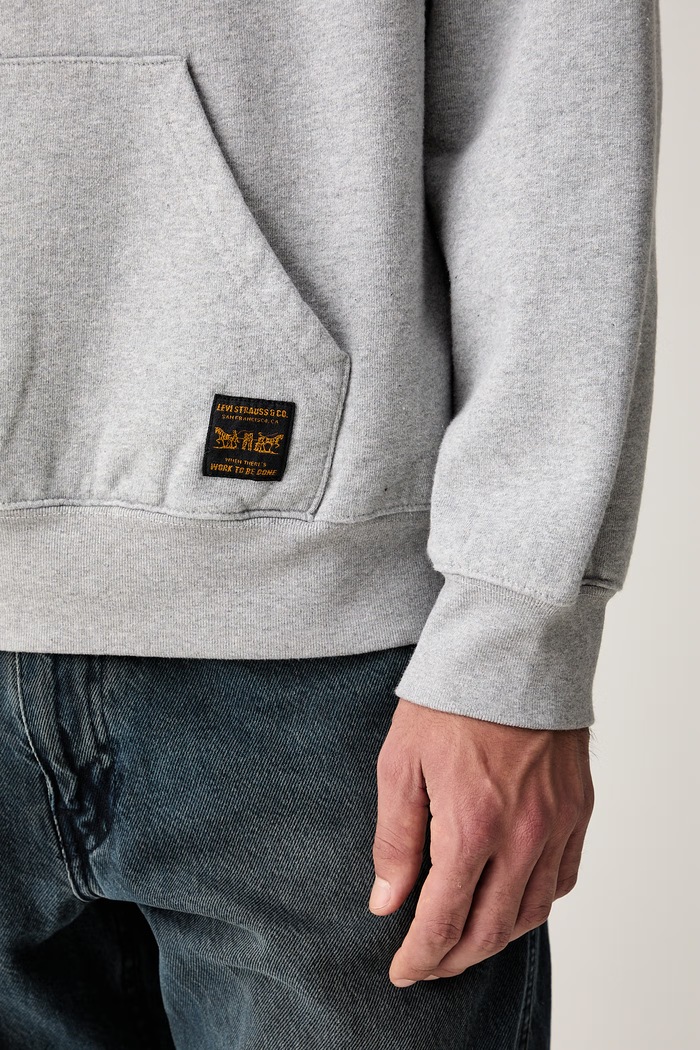 Levi's mikina s kapucňou pánska s bavlnou WORKWEAR PO 0084Q sivá