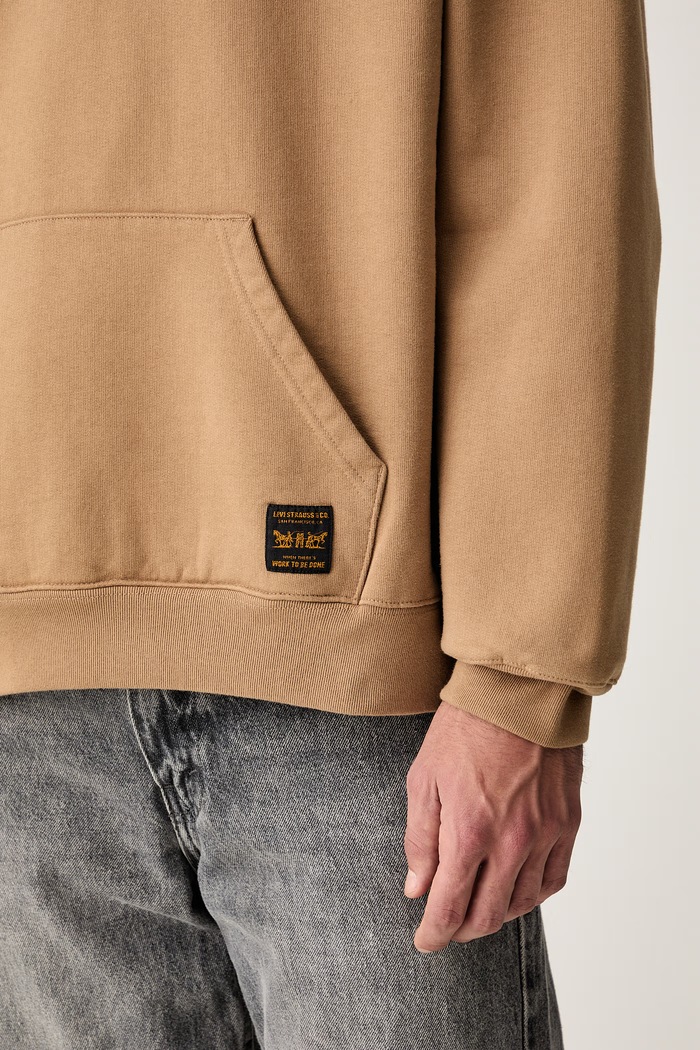 Levi's mikina s kapucňou pánska s bavlnou WORKWEAR PO 0084Q hnedá