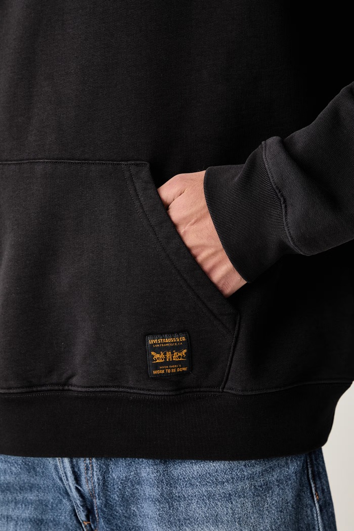 Levi's dukserica sa kapuljačom za muškarce s pamukom WORKWEAR PO 0084Q crna