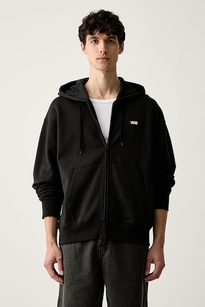 Vans mikina na zips s kapucňou pánska bavlnená čierna VN0010GGBLK1