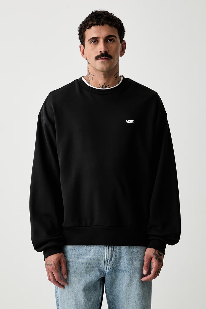 Vans μπλούζα oversize ανδρική βαμβακερή μαύρο VN0010GEBLK1