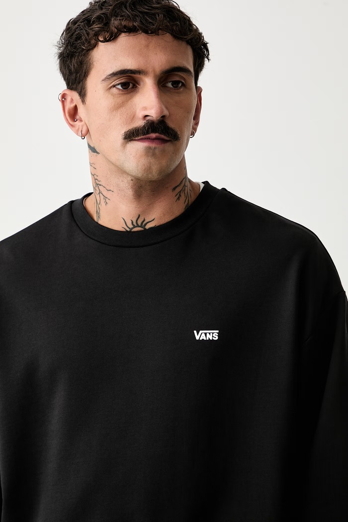 Vans μπλούζα oversize ανδρική βαμβακερή μαύρο VN0010GEBLK1