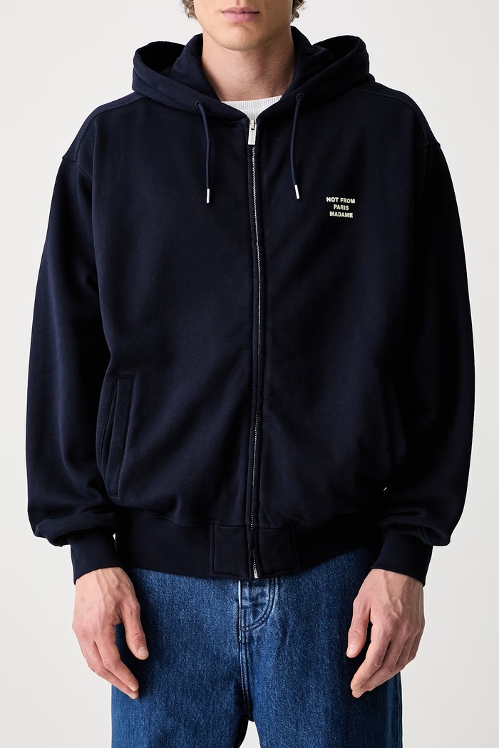 Drôle de Monsieur bluza rozpinana męska bawełniana Slogan granatowy PERM.HO207.CO312