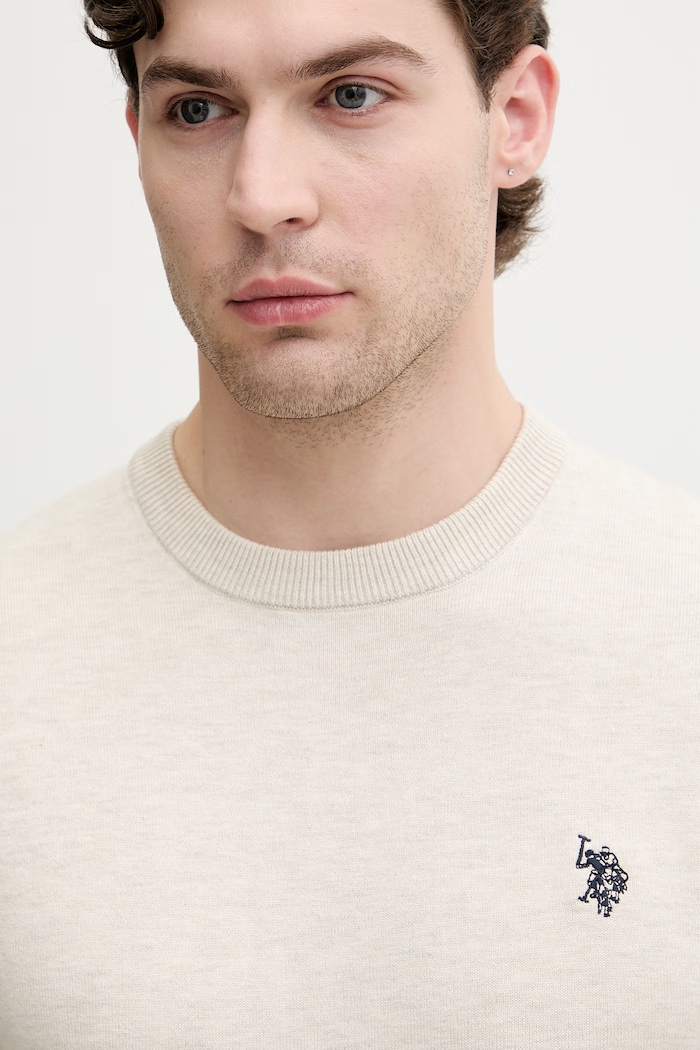 U.S. Polo Assn. pulover moški z bombažem Lightweight bež MUP2961