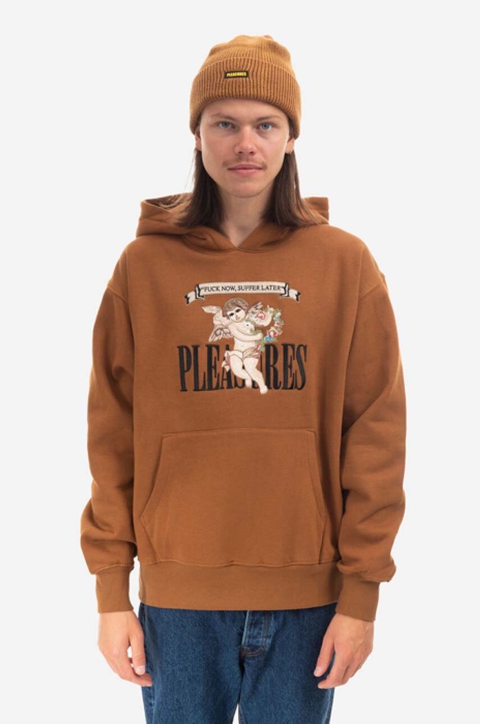 Mikina PLEASURES Suffering Hoodie P22F043 hnědá AA00