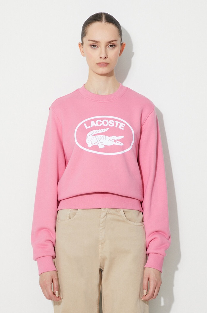 Lacoste bluza bawełniana nadruk różowy SF0342