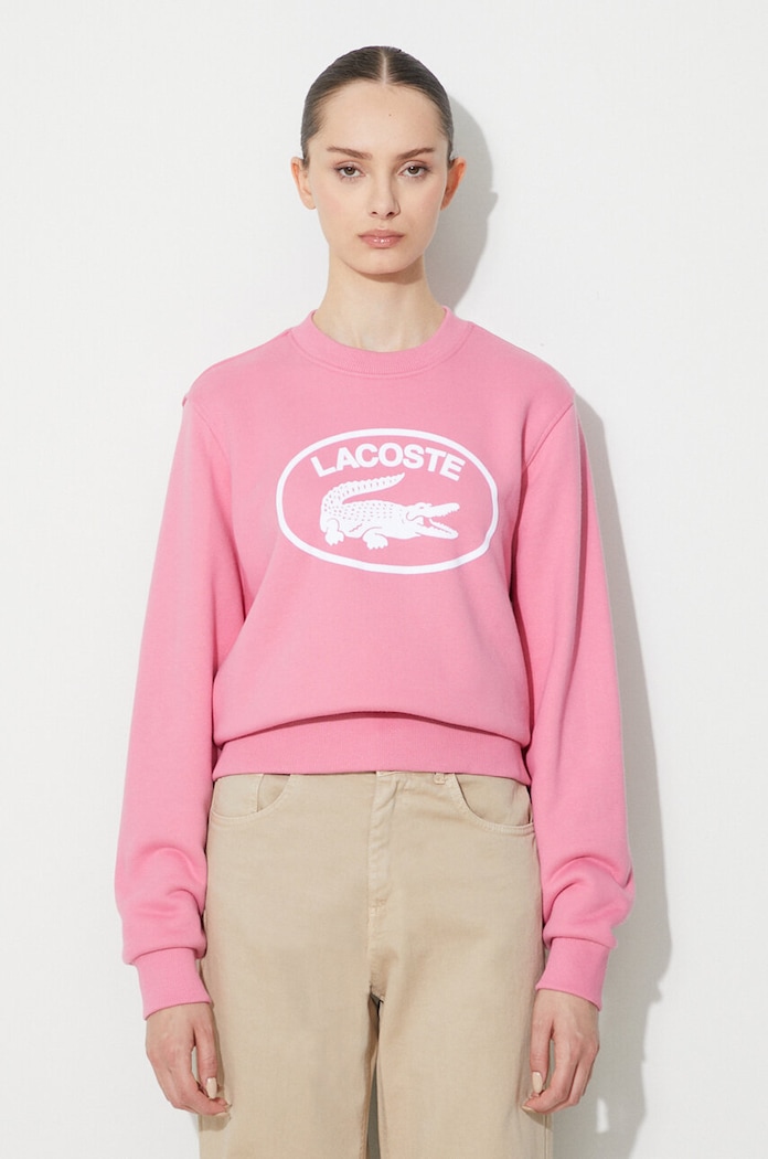 Lacoste bluza bawełniana nadruk różowy SF0342