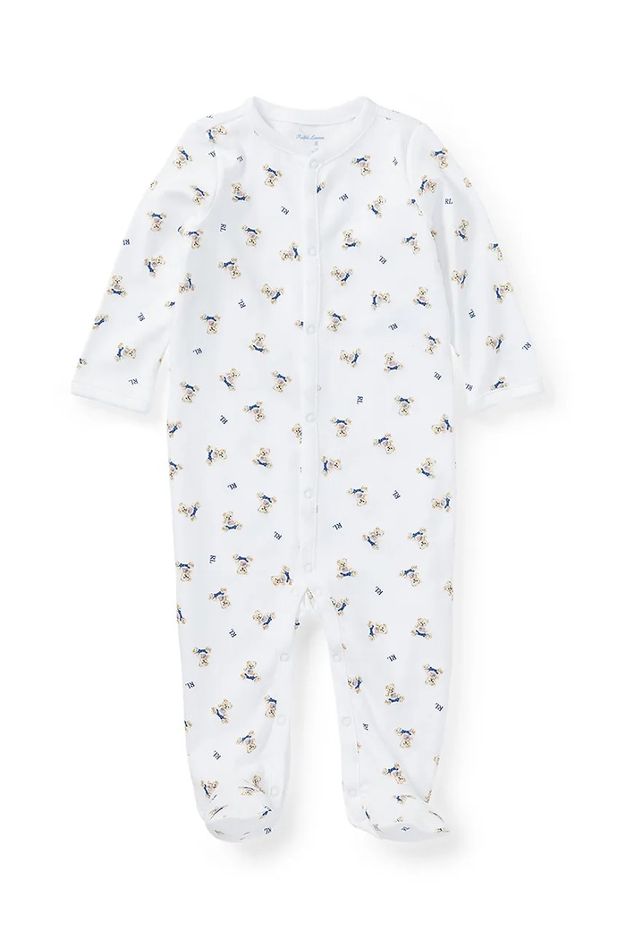 Bombažen pajac za dojenčka Polo Ralph Lauren bela 320682715001