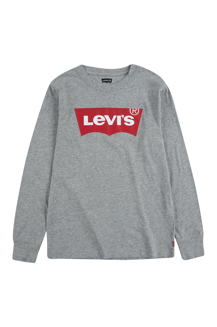Детска блуза с дълги ръкави Levi's памук сив 6E8646.NOS.B