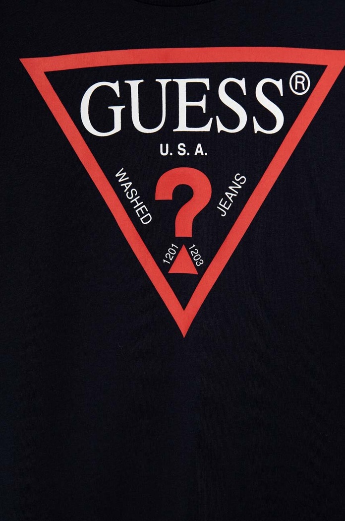 Chłopiec Guess longsleeve bawełniany dziecięcy L84I29.K8HM0.9BYH granatowy