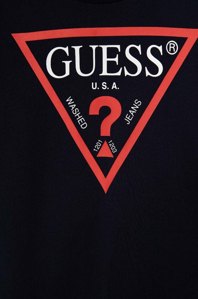 Chłopiec Guess longsleeve bawełniany dziecięcy L84I29.K8HM0.9BYH granatowy
