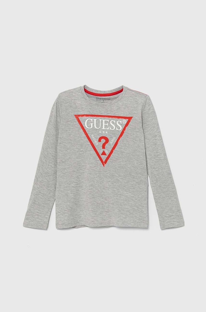 Guess Дитячий бавовняний лонгслів Guess сірий L84I29.K8HM0.9BYH