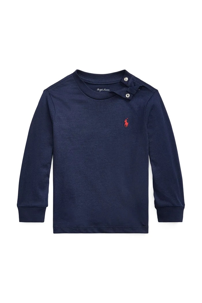 Otroška bombažna majica z dolgimi rokavi Polo Ralph Lauren Bombaž mornarsko modra 320843804002