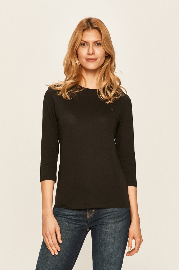 Tommy Hilfiger Bluză uni negru WW0WW24968.NOS