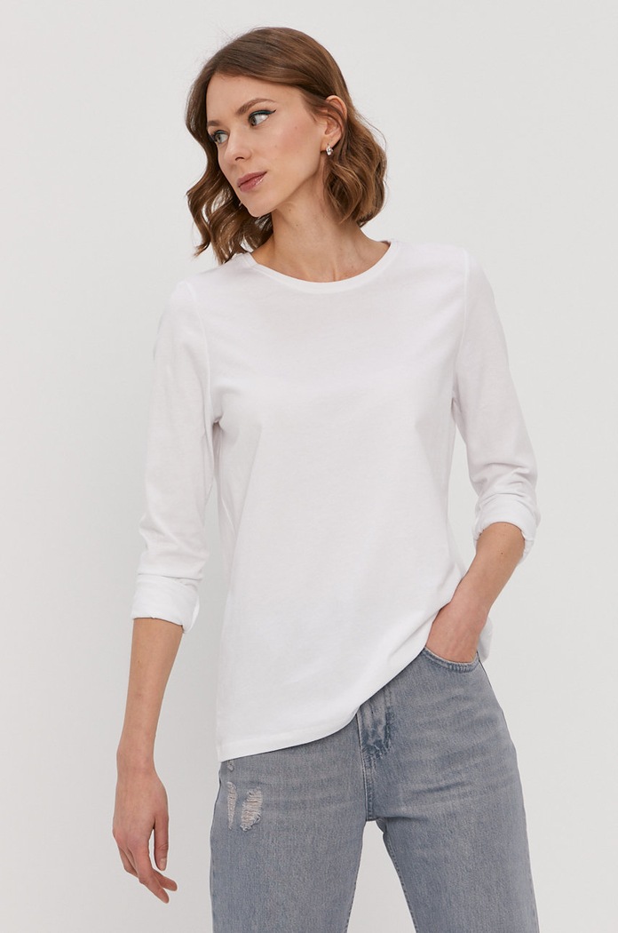 Pieces Longsleeve bawełna biały 17112469