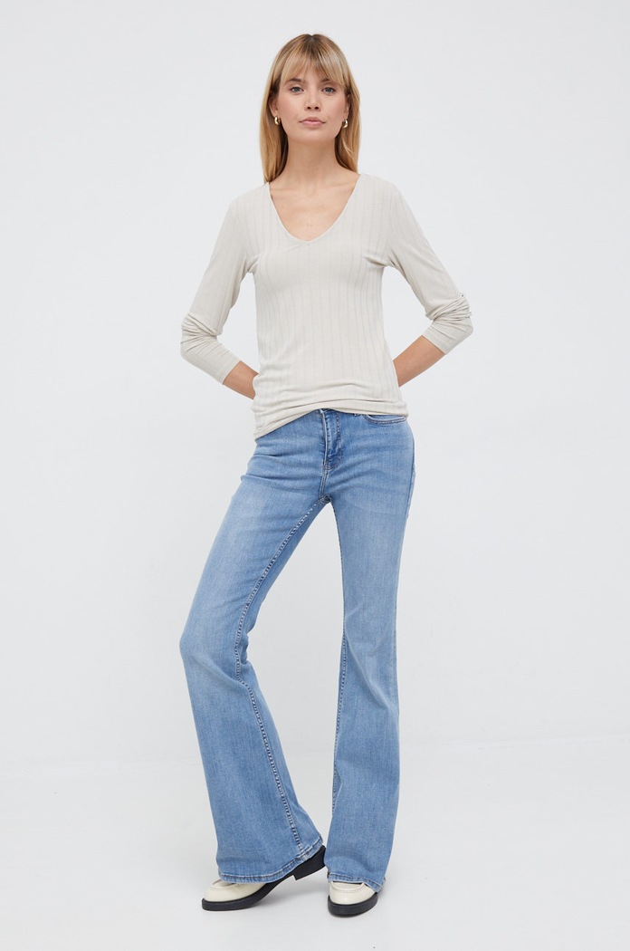 Vero Moda longsleeve 10270469.SilverLini beżowy AA00