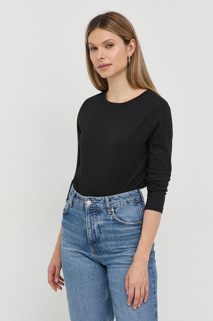 Armani Exchange top a maniche lunghe in cotone cotone nero 8NYT95.YJ16Z.NOS