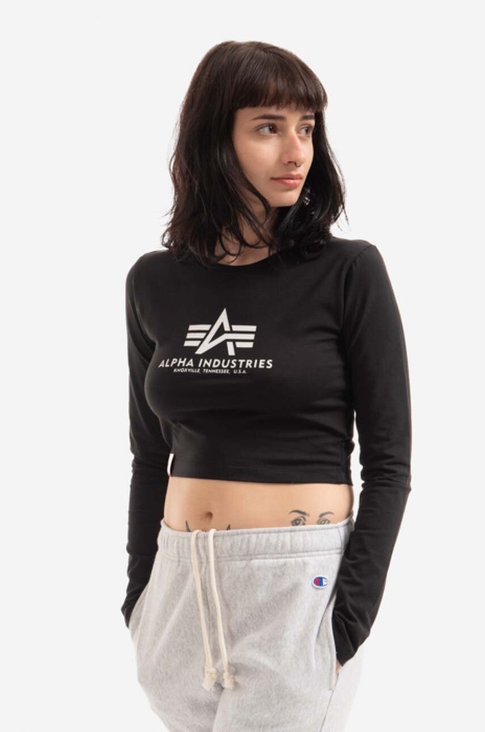 Alpha Industries longsleeve shirt Basic slim black 116076.03