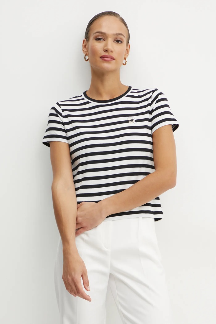 Karl Lagerfeld t-shirt bawełniany IKON wzorzyste czarny A1W17099