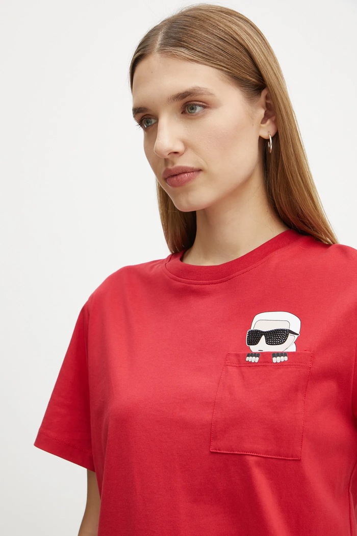 Karl Lagerfeld tricou din bumbac IKON rosu A1W17100