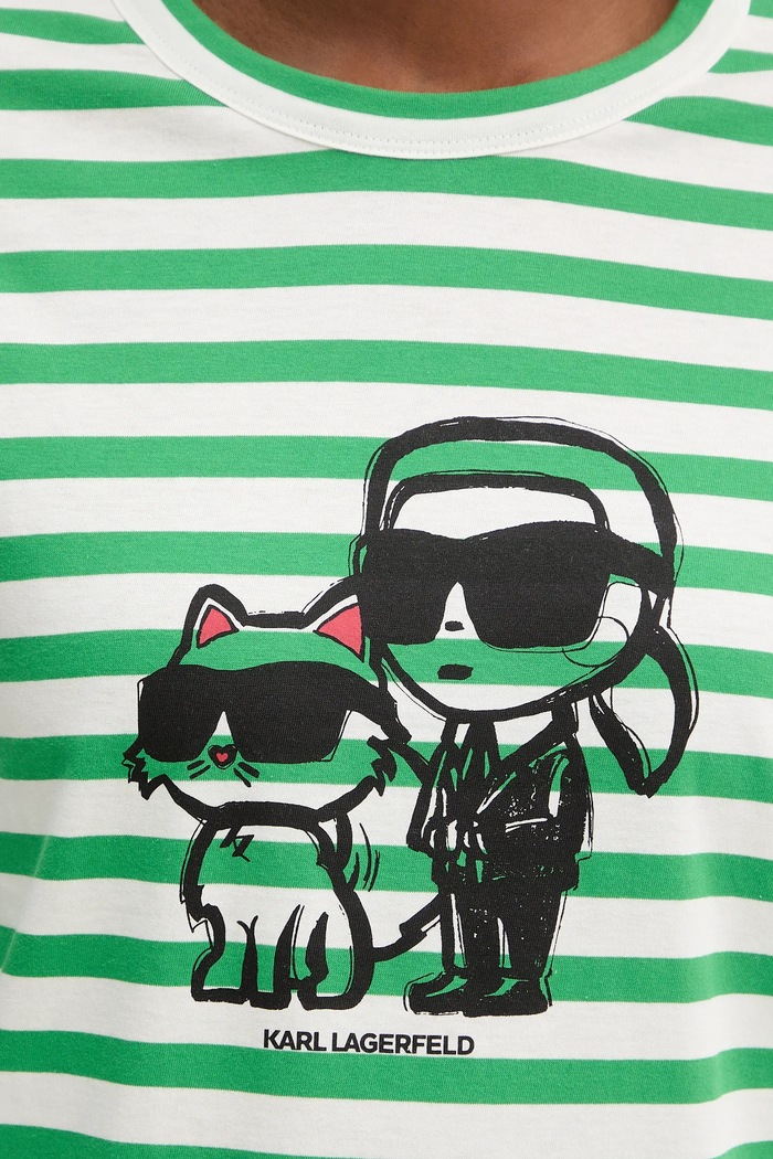 Bavlnené tričko s dlhým rukávom Karl Lagerfeld IKON A1W17137 zelená