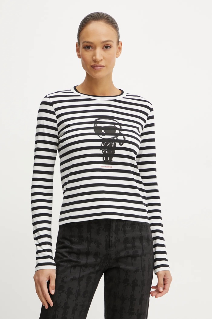 Karl Lagerfeld longsleeve din bumbac IKON curele negru A1W17137