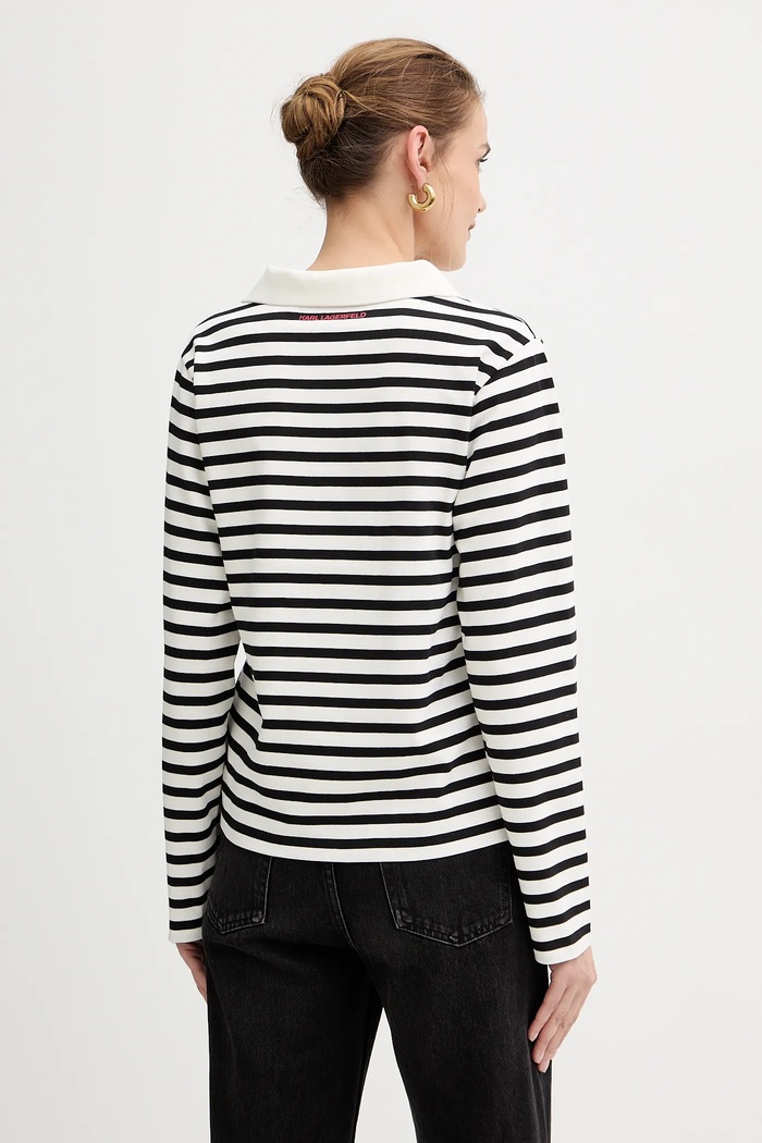 Îmbrăcăminte Karl Lagerfeld longsleeve din bumbac IKON A4W17081 bej
