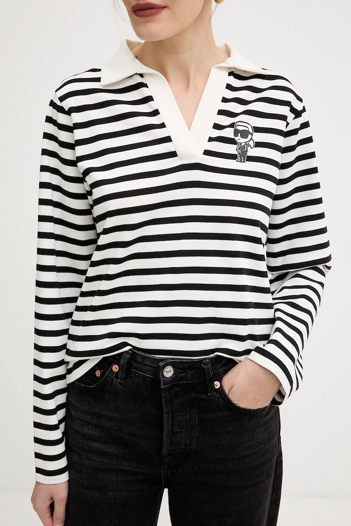 Karl Lagerfeld longsleeve din bumbac IKON A4W17081 bej