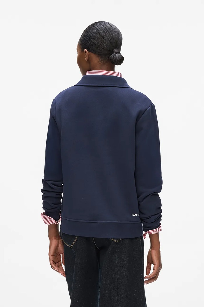 Karl Lagerfeld longsleeve din bumbac IKON A4W20073 bleumarin AA00