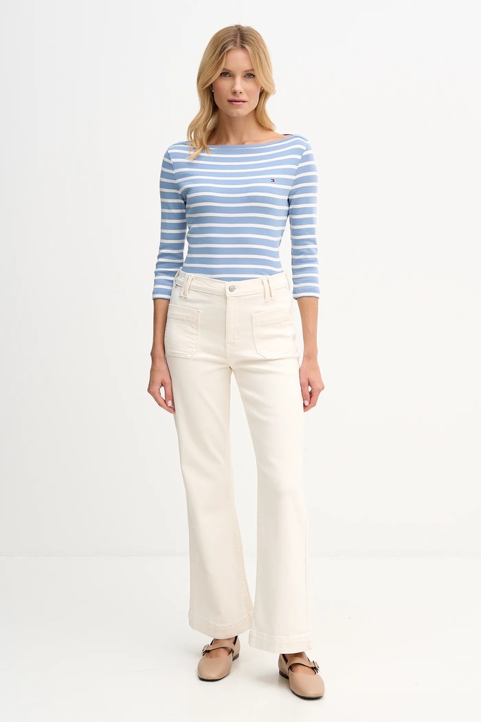 Tommy Hilfiger tričko s dlouhým rukávem dámské bavlněné WW0WW40589. modrá AA00