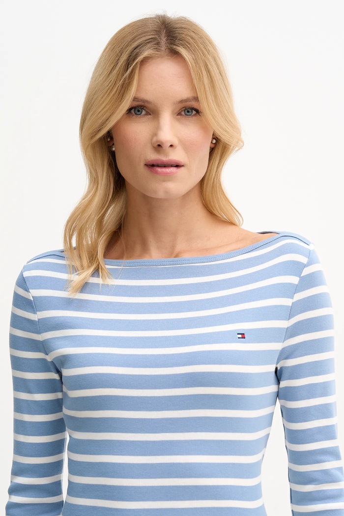 Tommy Hilfiger tričko s dlouhým rukávem dámské bavlněné modrá WW0WW40589.