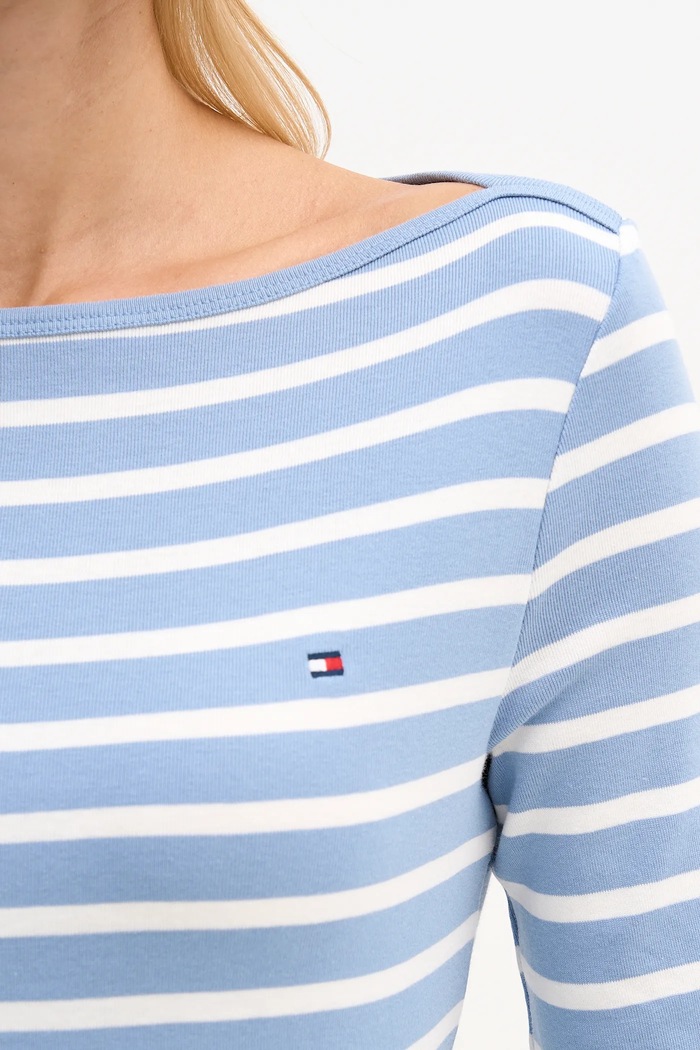 Tommy Hilfiger tričko s dlouhým rukávem dámské bavlněné WW0WW40589. modrá